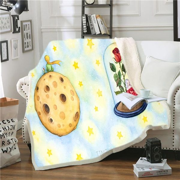 

blankets 3d printed cartoon throw blanket sherpa fleece travel picnic the little prince bedspread quilt cover for kids