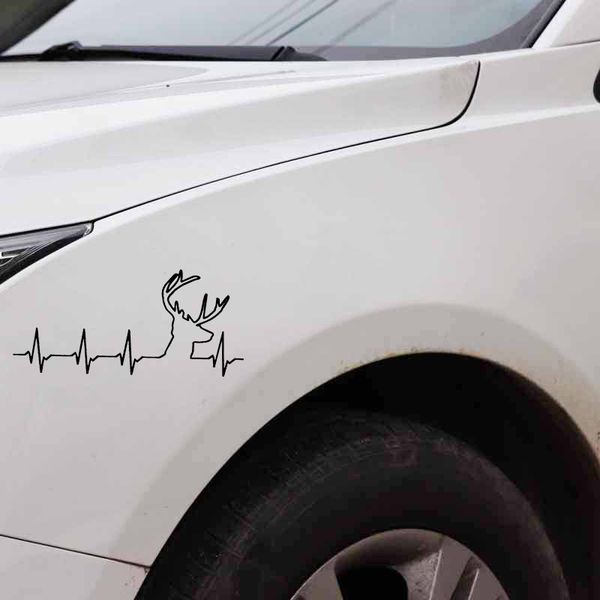 

14.8cm*7cm fun deer heartbeat buck hunting decal vinyl black car sticker
