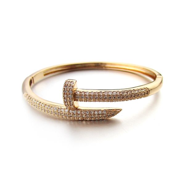 

fashion personality trend diamond studded nail bracelet, Golden;silver