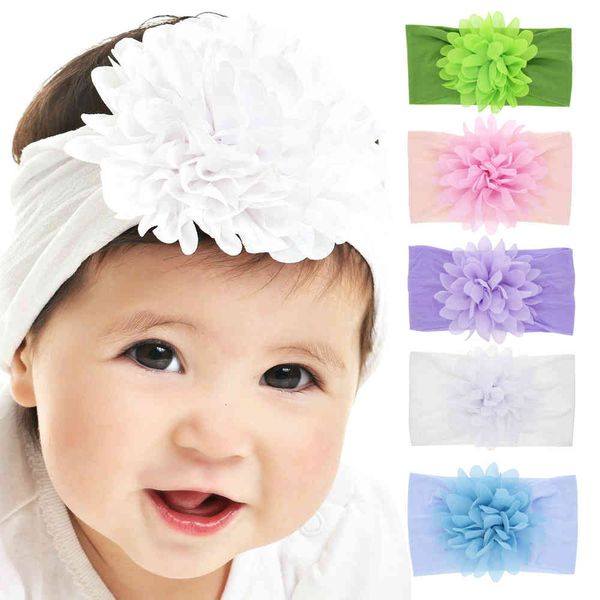 

hair accessories fashion baby flower nylon headband super soft bohemia hair accessories children kids headbands princess wear wraps kha600 i, Slivery;white