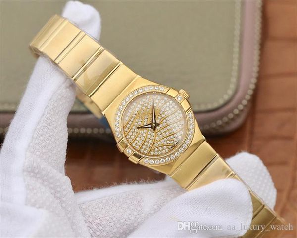 

tw 001 constellation 27mm lady watches 1376 quartz movement watches diamond watch waterproof 100m electroplated air mirror glass, Slivery;brown