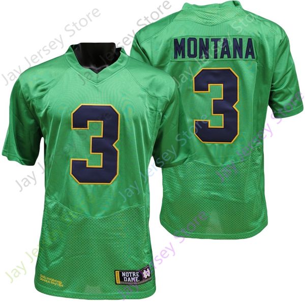 

fighting irish football jersey ncaa college joe montana green size s-3xl all stitched youth men, Black;red