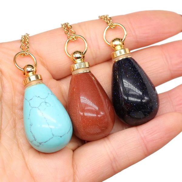 

pendant necklaces natural stone perfume bottle pendants necklace rose quartzs malachites essential oil diffuser for jewelry making, Silver