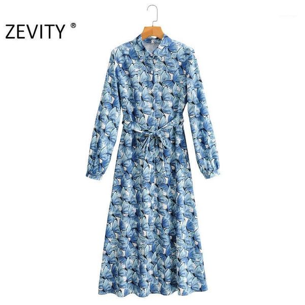 

zevity autumn women fashion butterfly print bow tied sashes a line shirt dress office lady chic turn down collar vestido ds4592 casual, Black;gray