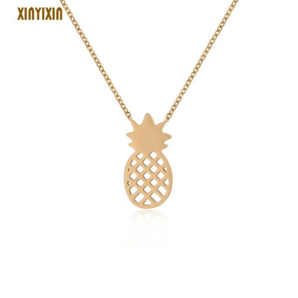 

stainless steel cute gold pineapple pendant necklace for women simple color hollow fruit choker 2021 couple party gift necklaces, Silver