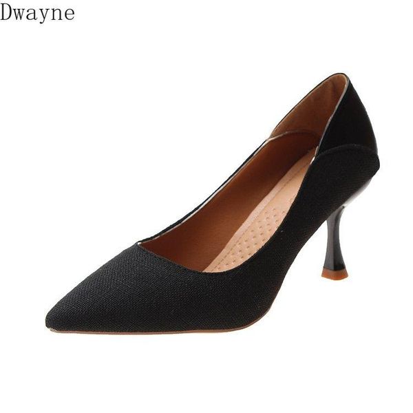 

dress shoes ladies high heels temperament elegant womens 2021 fall retro wild pumps thin with pointed single work, Black