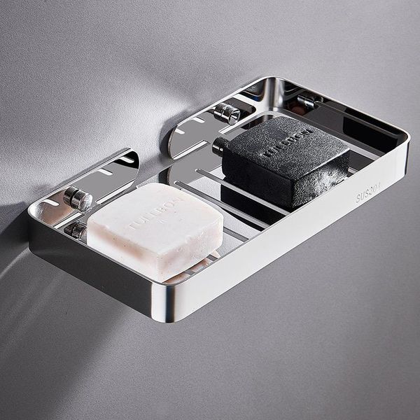 

wall mounted stainless steel square soap dish holder home bathroom storage container bath accessory set