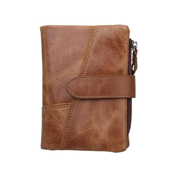 

male casual style wear-resistant coin purse men's cowhide leather portable short wallet large capacity multipurpose card holder wallets, Red;black