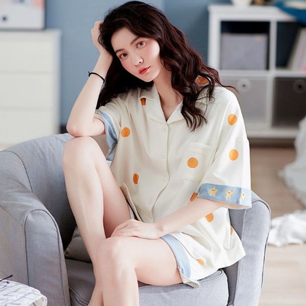 

women's sleepwear pijamas women short sleeve shorts set casual loose girl's sleepwear pajamas suit cartoon cute student's nig, Black;red