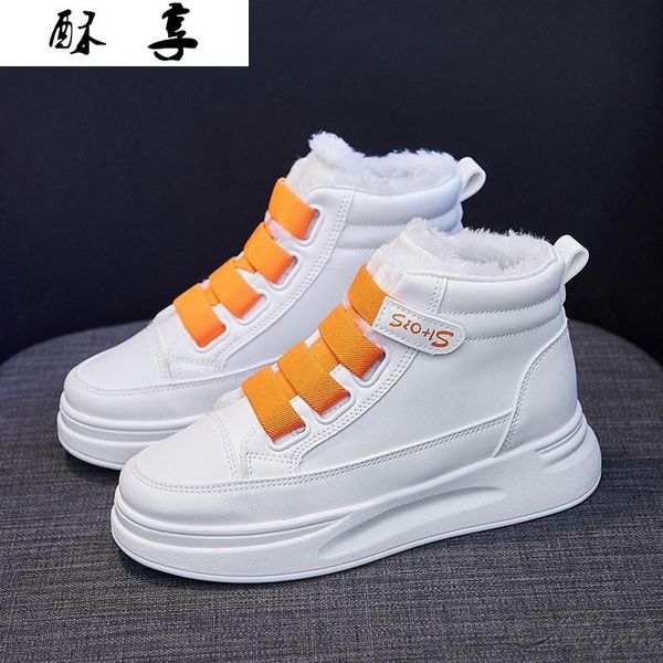 

boots winter platform sneakers women thicken warm casual ankle heels wedge 2021 fashion botas mujer, Black