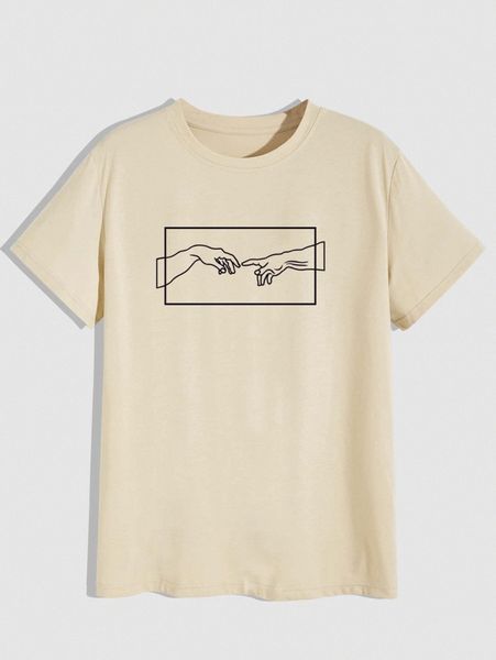 

men hands print short sleeve tee l0vl#, White;black