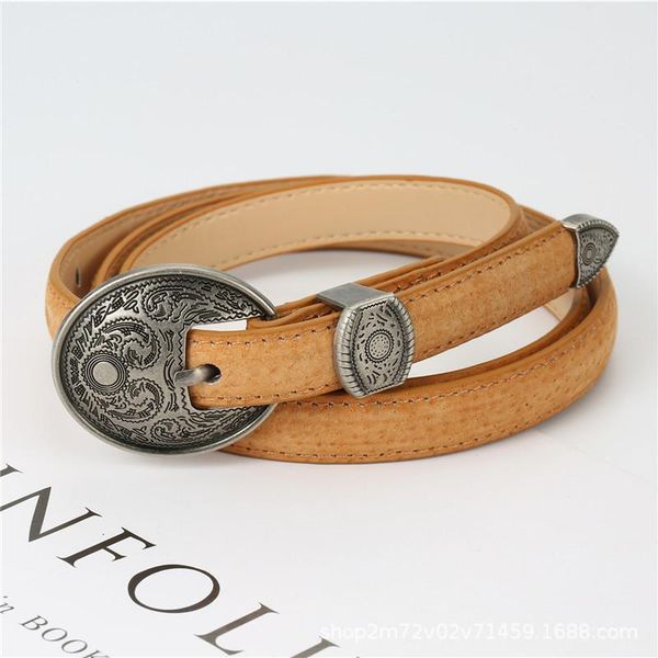 

belts 2021 european and belt female retro pin buckle decoration with skirt thin wild simple trend real, Black;brown
