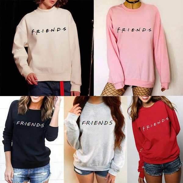 

women's hoodies & sweatshirts brand 2021 womens letters friends print long sleeve hoodie sweatshirt ladies slouch pullover jumper 5 co, Black