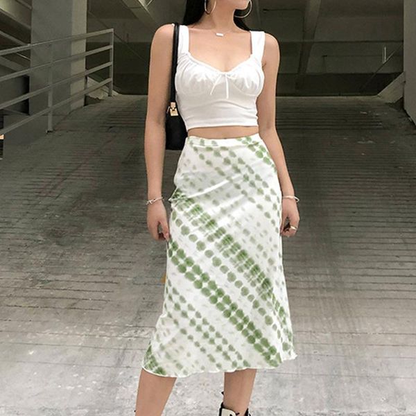 

skirts summer long midi women tie dye printed skirt female y2k streetwear straight ladies cute boho jupe longue femme, Black