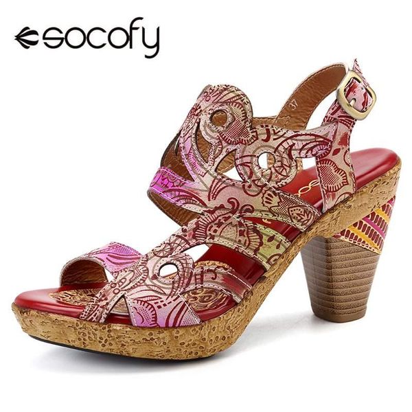 

gradient color genuine leather hollow retro veins comfortable opened sandals elegant women shoes summer high heel, Black