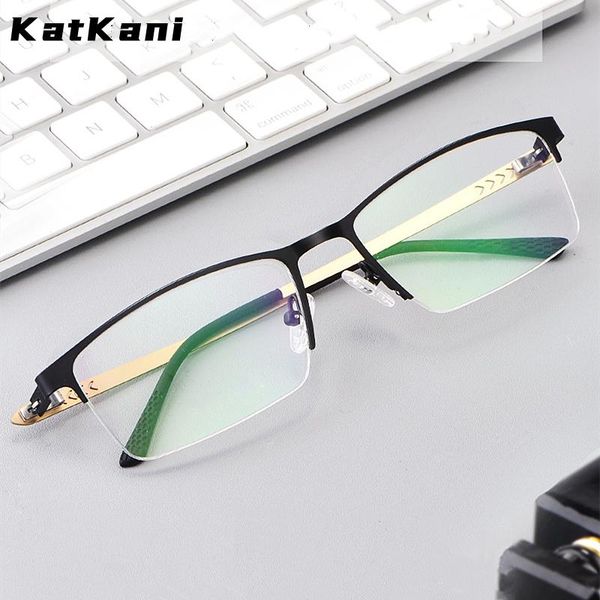 

fashion sunglasses frames katkani men's half-frame business alloy big face glasses frame ultra-light screwless design myopia optical p9, Black