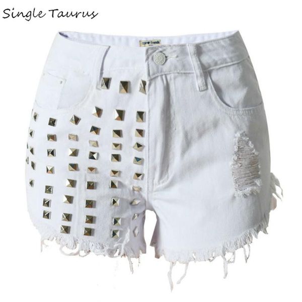 

streetwear rivet high waist jeans shorts for women tassel straight loose summer cool pantalones cortos mujer 2021 women's, White;black