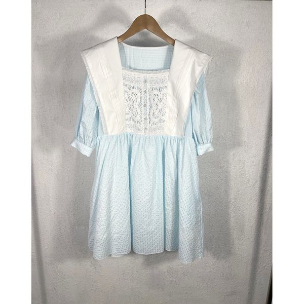 

2021 women fashion mid-sleeve dresses square neck lace embroidered puff sleeve short dress, Black;gray