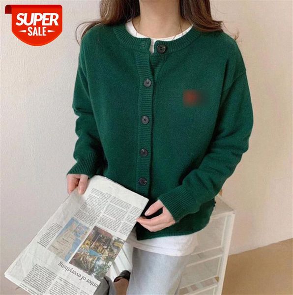 

li zhiqi cartoon embroidery knitted cardigan women's simple loose sweater short coat 110299 #cg2e, Black;gray