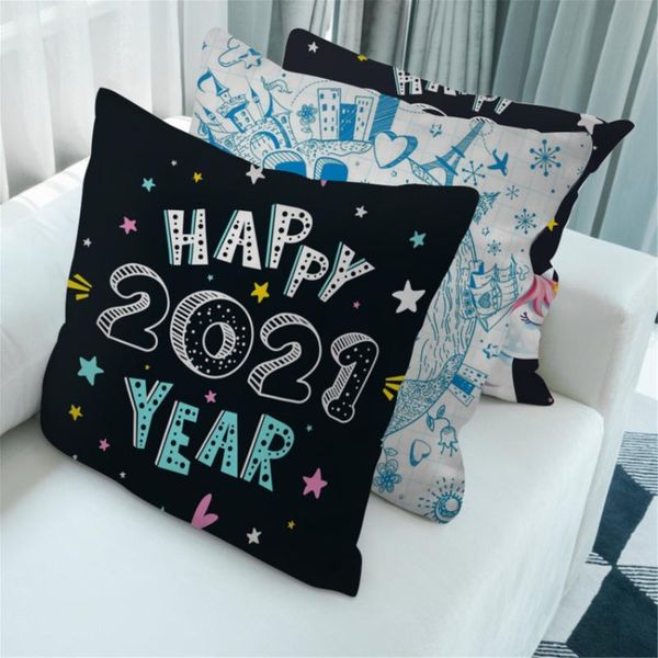 

cushion/decorative pillow fuwatacchi 2021 happy year cover letter throw pillowcase home deco short plush soft cushion for sofa decoration