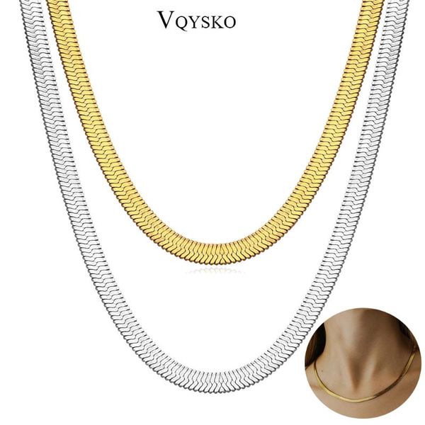 

chains width 4mm stainless steel flat necklace for women gold filmy snake chain choke ladies gift jewelry various length wholesale, Silver