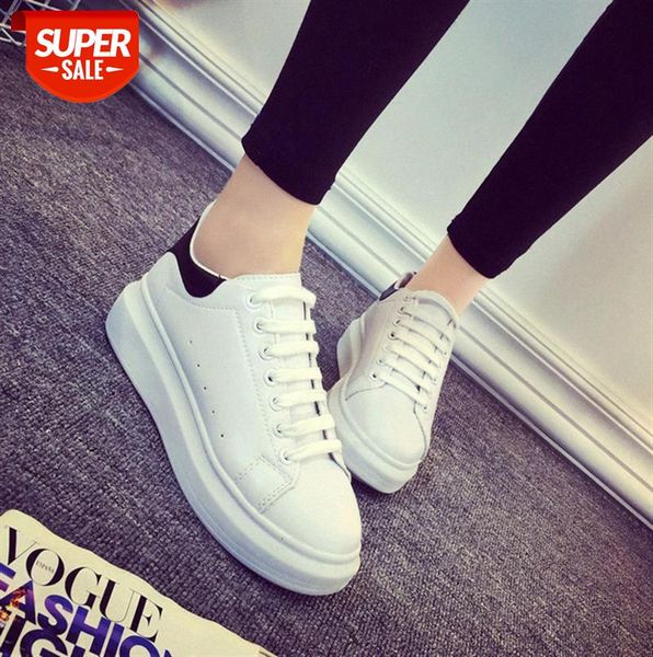 

yuan shanshan korean women's sports shoes lace-up thick-soled color matching comfortable running student white #hy7f