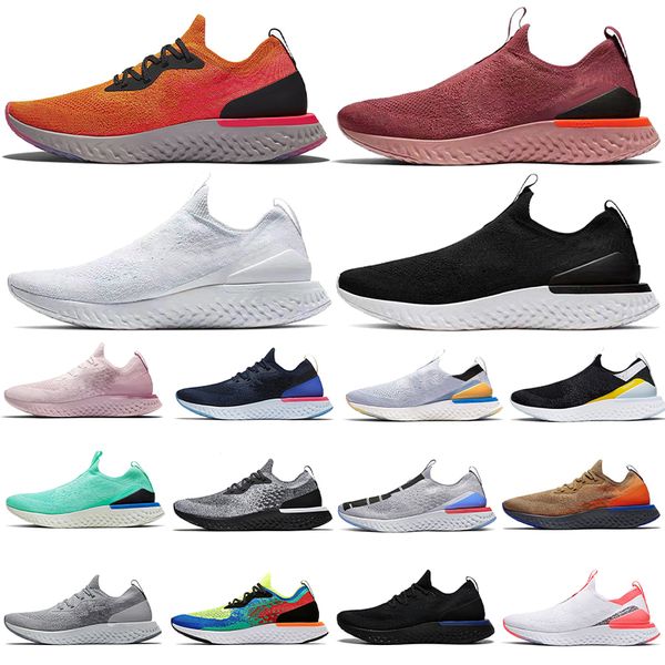 

2021 epic react fly knit v1 v2 running shoes womens mens trainers club gold triple black white spots slip on lacesless loafers off sports