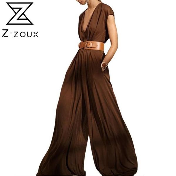 

women jumpsuit temperament rompers womens deep v neck sleeveless loose wide leg ladies plus size 210513, Black;white