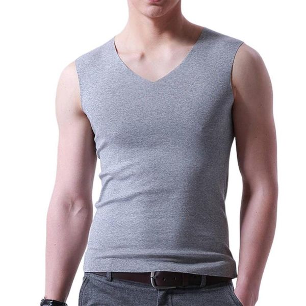 

men' tank plus size summer solid color male vest men sporty fashion casual sleeveless v neck slim seamless tanks sports t-shirts, White;black