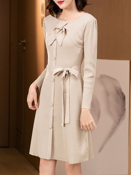 

knitted dress early autumn clothing 2021autumn and winter new high-end temperament skirt fashion slim fit slimming bottoming skirt, Black;gray