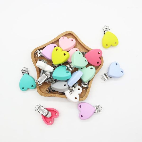 

pacifiers# 10pc heart shape silicone baby pacifier clip holder diy chain teething soother dummy clips teether bpa