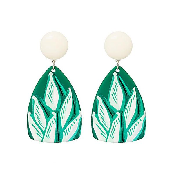 

stud acrylic print aloe lace plant earrings accessory jewelry, Golden;silver