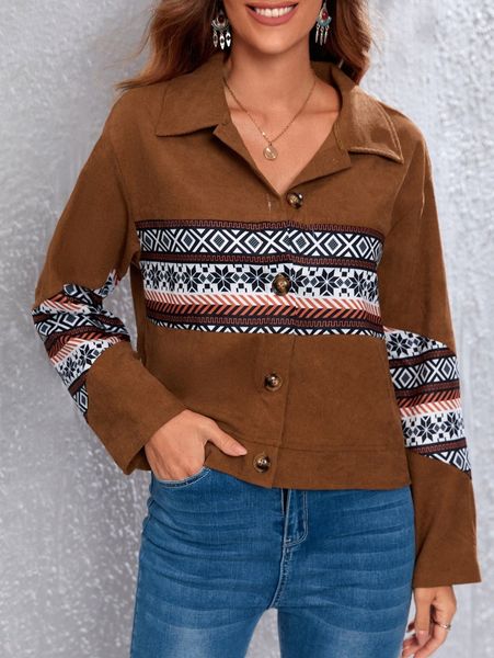 

emery rose geo panel corduroy jacket f117#, Black;brown