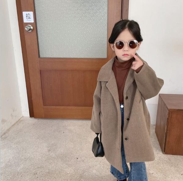 

Jackets 2021 Wholesale Girls Boys Woolen Thicken Coat Winter Cotton Full Sleeve Kids Coats 2-7 Years WD879, Blue;gray