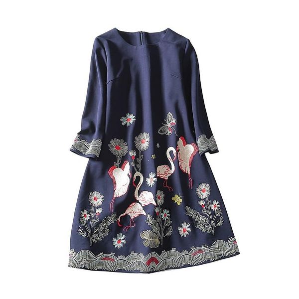 

luxurious embroidery elegant dress women pastel trendy ukraine vestidos high slim waist party mini robe casual dresses, Black;gray