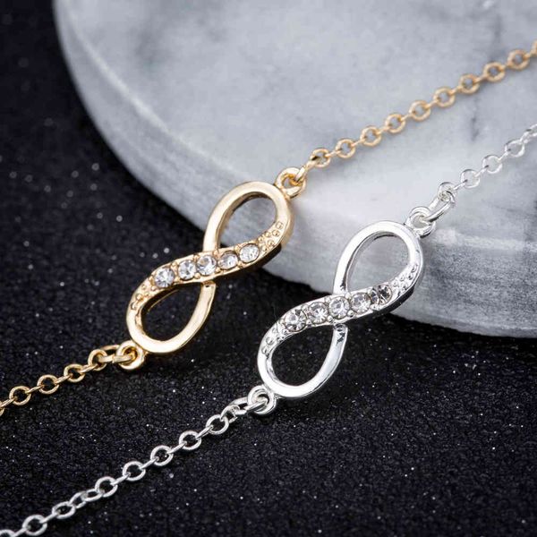 

charm bracelets infinity bracelet for women with crystal stones number 8 chain 83yw iq4y, Golden;silver