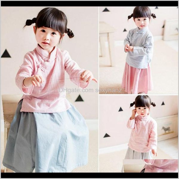 Entrega de vestuário étnico Drop 2021 estilo chinês meninas figurinas tradicionais hanfu mandarim colarinho de tang de terno de roupa infantil cosplay perfo
