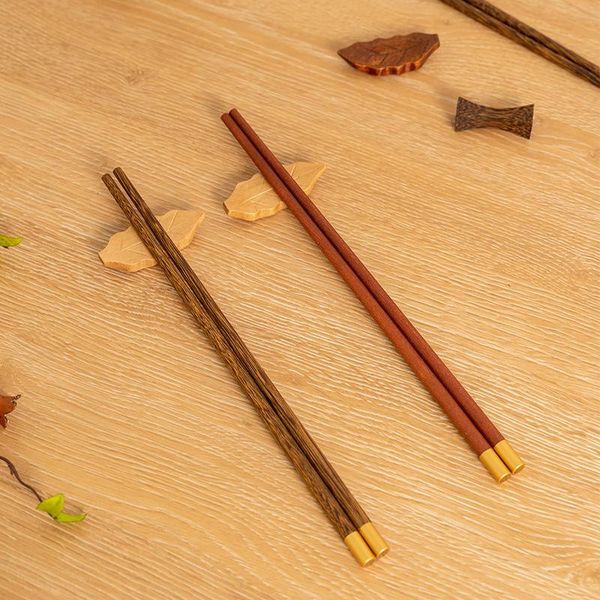

chopsticks vacclo 5 pair chicken wing wood red sandalwood copper head tableware el restaurant household wooden
