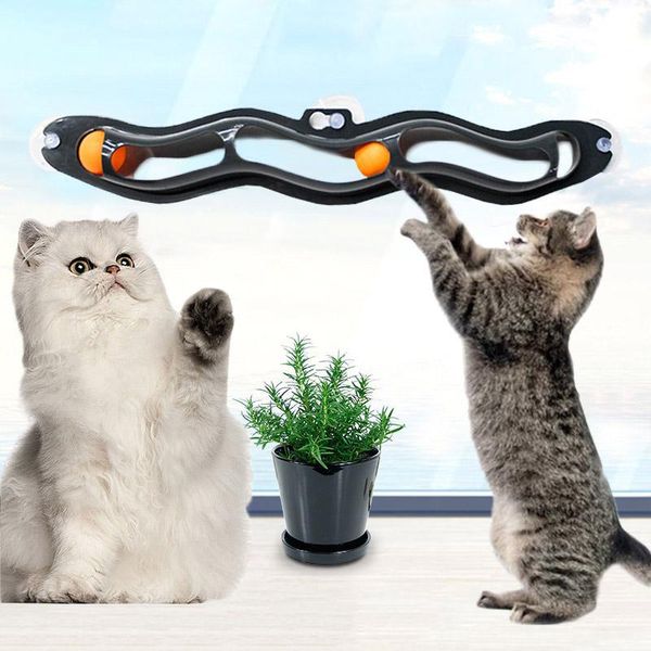 

cat toys pet play pipe toy sucker windows with balls tunnel 1pc funny ball supplies