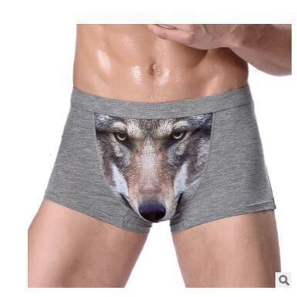 

fashion men's underwear personalized printing wolf eagle men's boxer, Black;white
