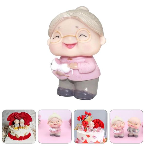 

other festive & party supplies 1pc old woman cake er lady ornament people figurine decor