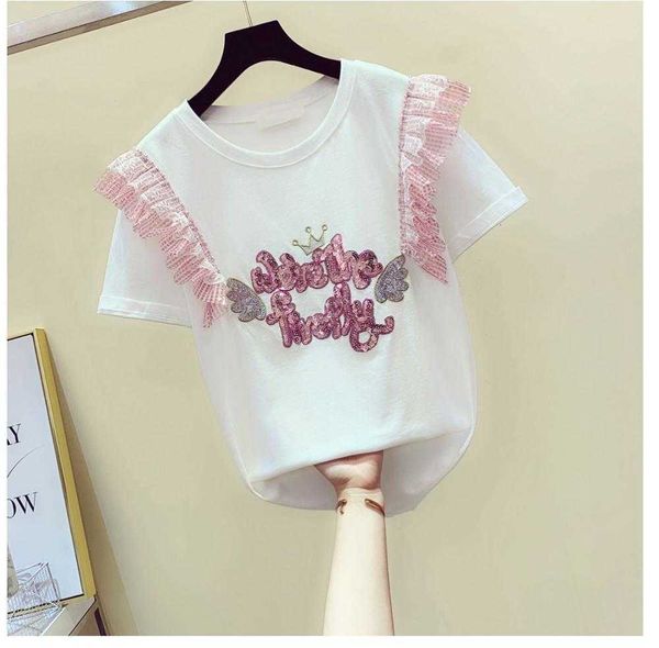 

women's blouses & shirts female mode z12192 $t luxury track famous european design party t-shirts women's clothes uxkk, White