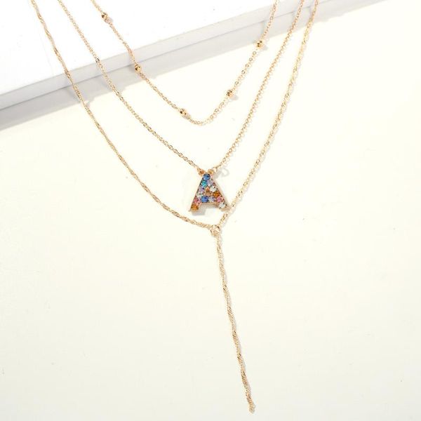 

pendant necklaces 2021 retro women gold necklace ladies simple multilayer metal letter chain jewelry gift collares de moda fn70, Silver