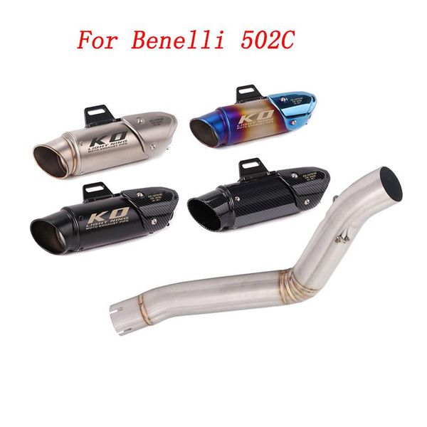 

motorcycle exhaust system escape mid connect pipe delete catalyst and 51mm muffler stainless steel for benelli 502c