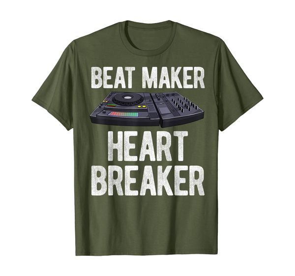 

beat maker heart breaker turntable music equalizer t-shirt, White;black