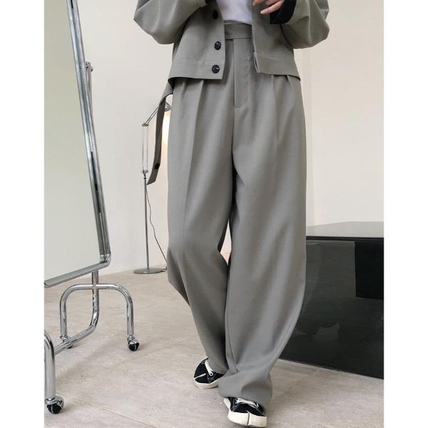 

high waist pants women boyfriends suits drape trousers cargo wide leg straight solid loose-fitting femmal clothes korean style women's, Black;white