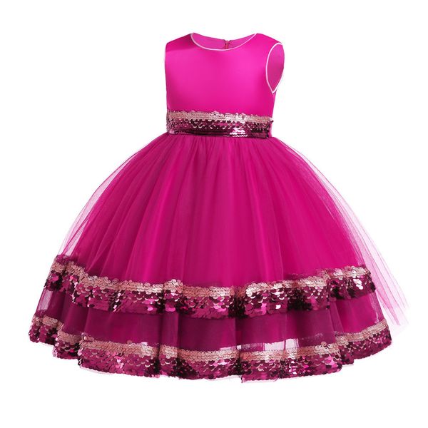 

premium 70% off new children's dress stage performance dress girls' sequin fluffy princess, White