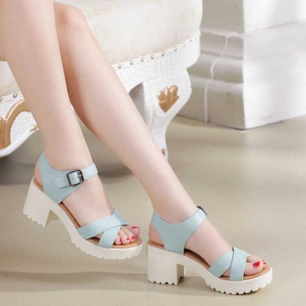 

dress shoes summer 2021 korean version of the wild with female students muffin sandals extra large size women's, Black