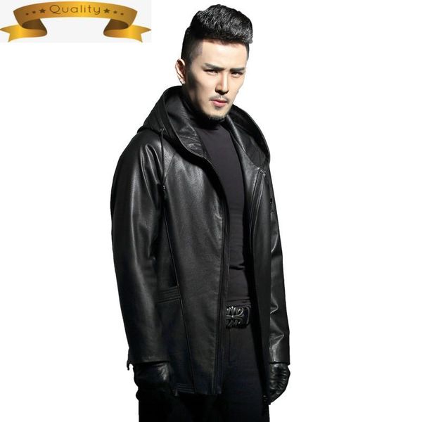 

geniune leather jacket men's pure cow jackets plus size down coat camperas hombre invierno 2021 f1928 mf131 & faux, Black