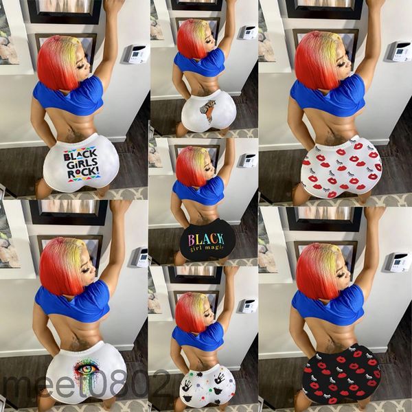 

women's shorts 2021 straight fashion printing leggings housewear tight thin medium waist fresh sweet multicolor, White;black